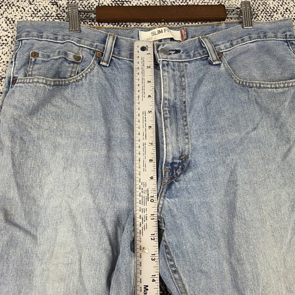 Levis 512 Slim Fit Straight Blue Jeans Men 38 X 30 (FITS 37 X 30) Torn Hems READ